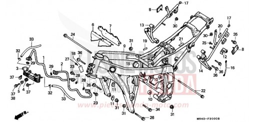 CARROSSERIE DE CHASSIS/REFROIDISSEUR D'HUILE CBR600FK de 1989